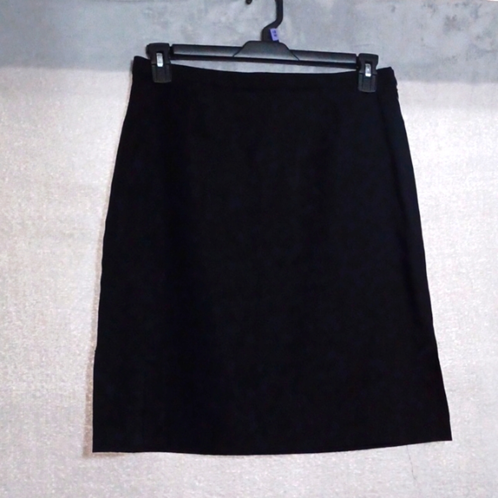 Womyn Women Size 12 Black Mini Skirt Zipper On The Side, Front Hidden Bag,Slits